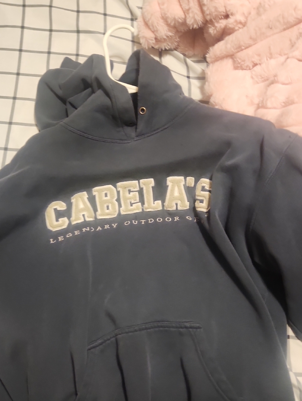 Cabela's Navy Pullover Hoodie with Cream Logo